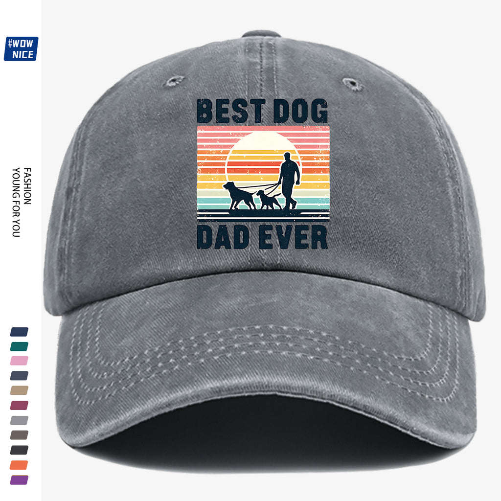1pc "Best Dog Dad Ever" Vintage Trucker Hat - Adjustable Unisex Baseball Cap Suitable for Outdoor, Dog Walking, Picnics & Sports, Breathable Dad Hat Gift for Fathers Day, Birthdays, for Dog Lovers with Sunset Print (for Men & Women)