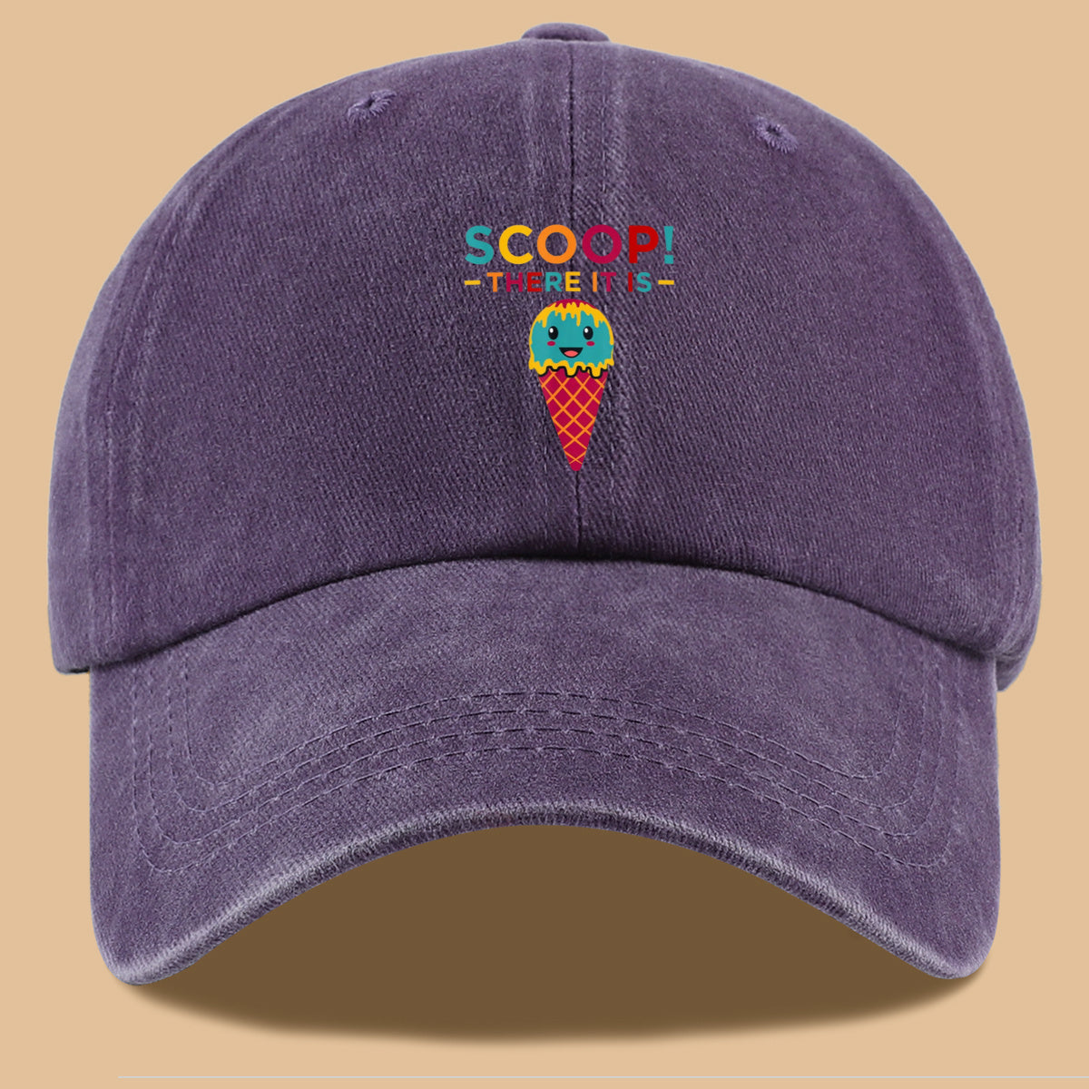 1pc 1pcs Fun Ice Cream Print Baseball Cap with Scoop! There It Is! - Adjustable Unisex Breathable Sun Hat Suitable for &, Summer Outdoor Parties, Picnic, Travel, Casual Wear - Cute, Amusement Parks