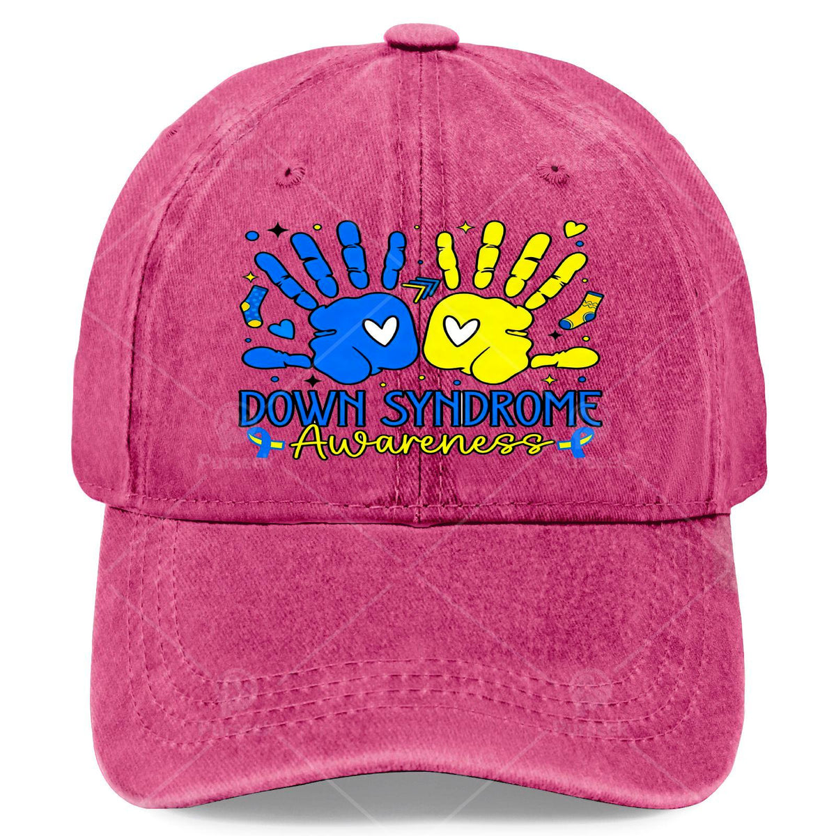 Down Syndrome Awareness T21 Hands Support Baseball Hat Unisex Soft Washed