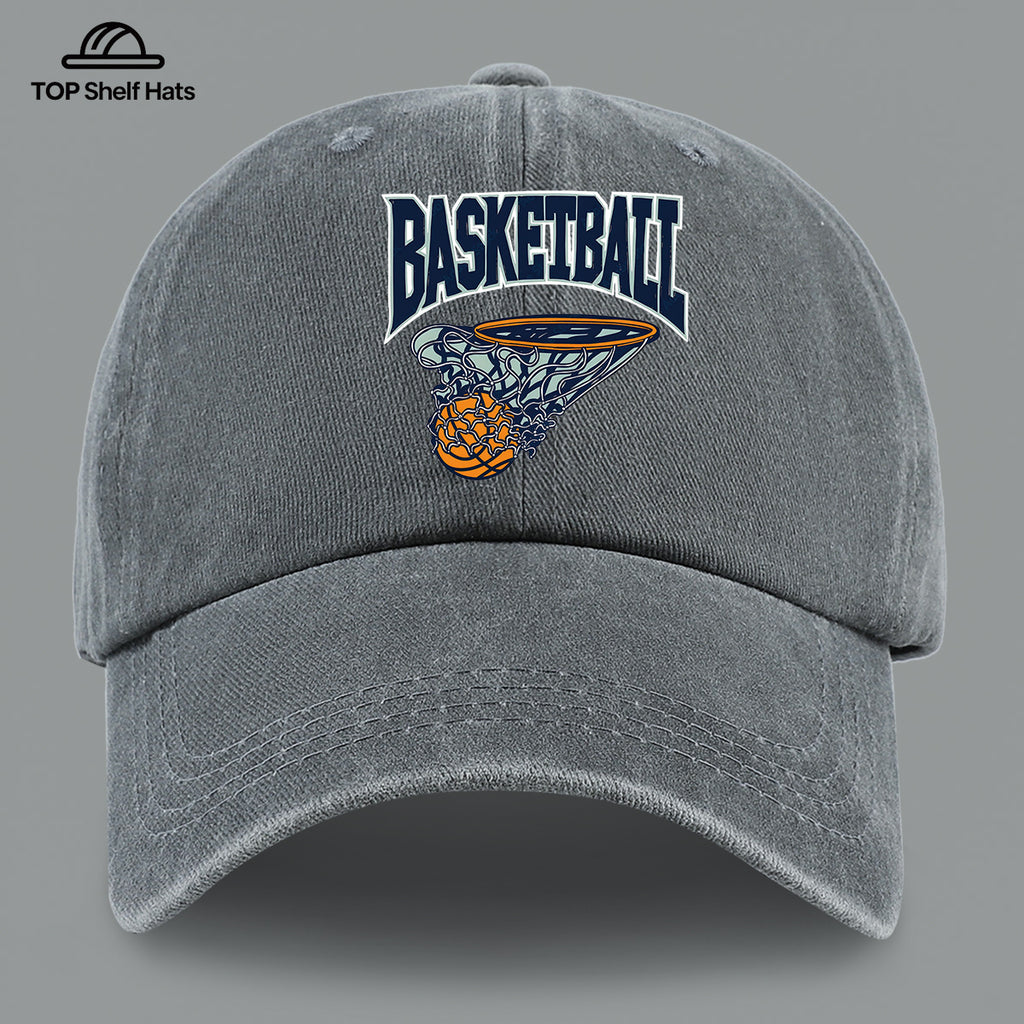 1pc American Retro Basketball Pattern Design Printed Baseball Cap, Lightweight Comfortable Breathable Adjustable Size, Black PAPA Truck Driver Retro Dad Hat, Mom Beach Vacation Sun Hat, Youth Couple Outdoor Skate Hat
