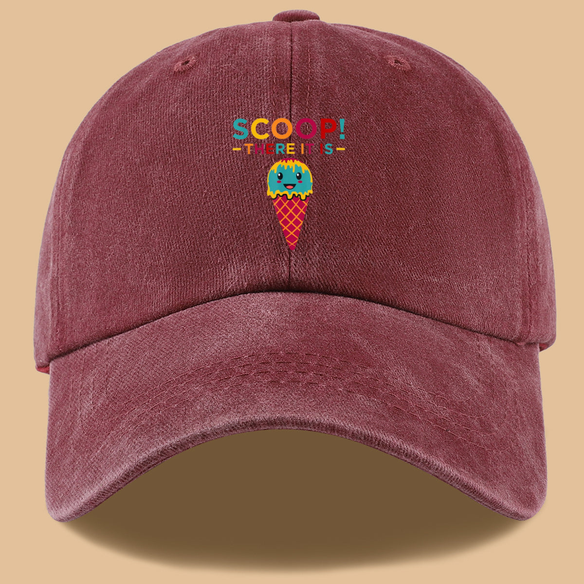 1pc 1pcs Fun Ice Cream Print Baseball Cap with Scoop! There It Is! - Adjustable Unisex Breathable Sun Hat Suitable for &, Summer Outdoor Parties, Picnic, Travel, Casual Wear - Cute, Amusement Parks