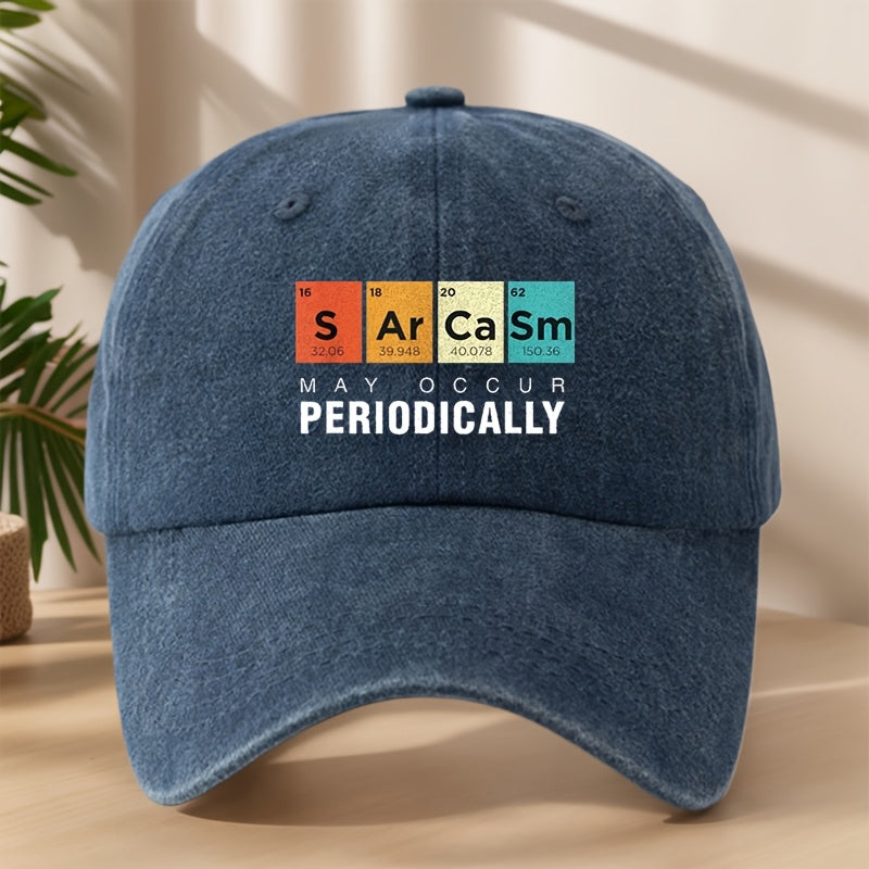 PERIODICALLY Statement Print Baseball Cap Classic Washed Distressed Vintage Duckbill Cap Soft Top Comfortable Adjustable Sun Hat