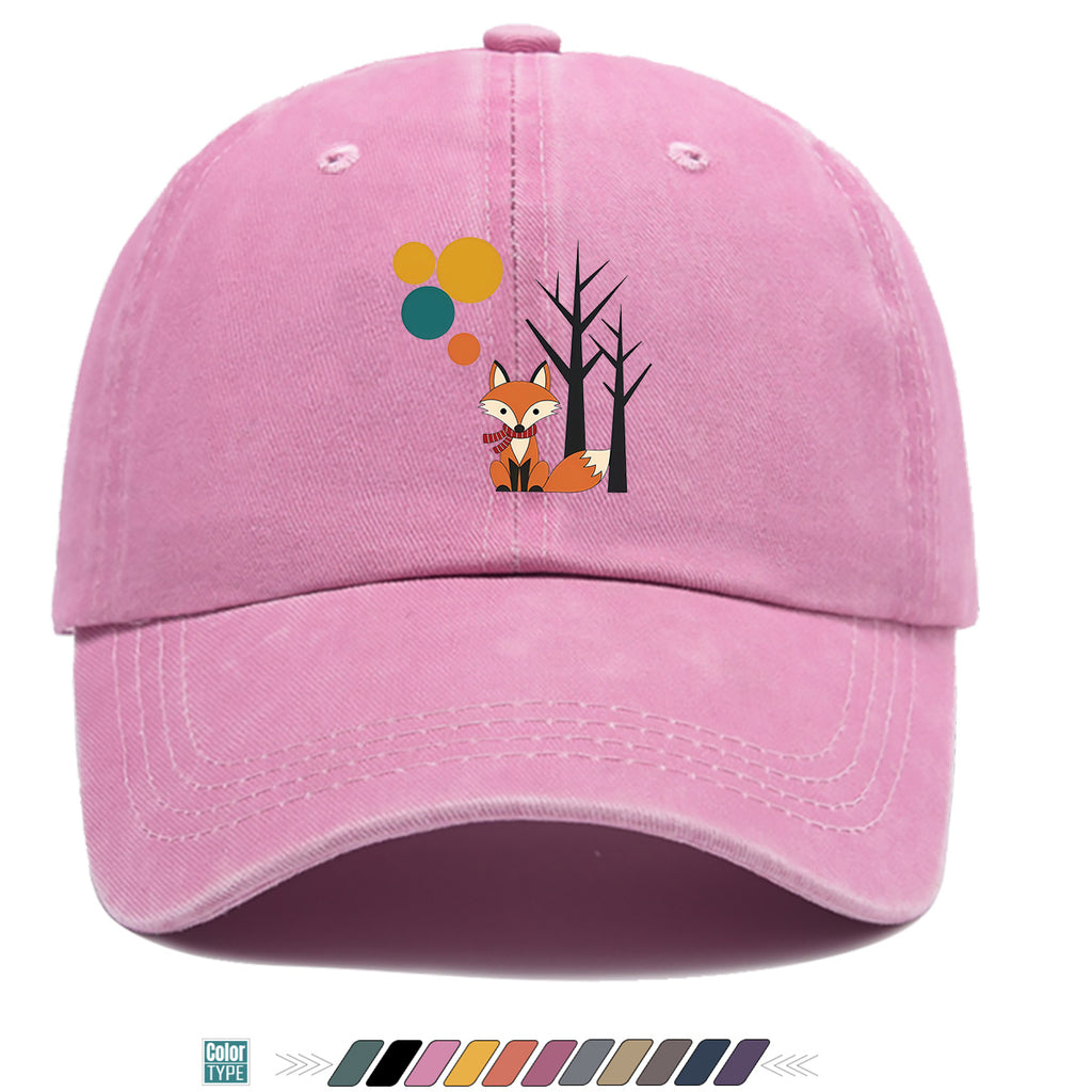 1pc Cartoon Fox Wearing Red Scarf Print Baseball Cap Colorful Geometric Background Sun Hat Fashionable And Beautiful Unisex Duck Tongue Cap Adjustable Size Casual Travel Hat Street Trendsetter Essential Suitable for Daily Wear, Shopping, Travel