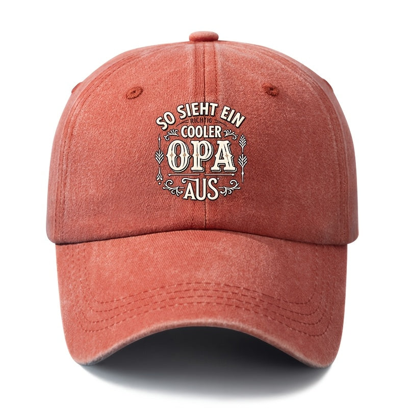 Unisex Fashion All-Match Printed OPA German Style Baseball Cap, Classic Vintage Washed Outdoor Lightweight Curved Brim Hat, Trucker Cap, Suitable for Outdoor Vacation Travel Camping And Casual Occasions, Holiday Party Hip-Hop Hat