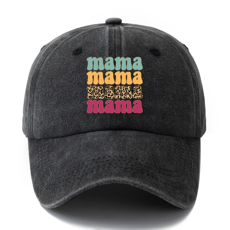 Unisex Fashion Versatile Printed Mama Cartoon Letter Baseball Cap, Classic Retro Washed Outdoor Lightweight Curved Brim Hat, Trucker Cap, Suitable for Outdoor Vacation Travel Camping And Casual Occasions, Holiday Party Hip-Hop Hat