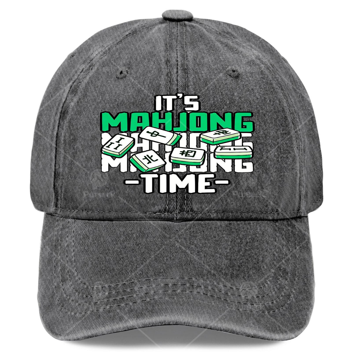 It'S Time for Mahjong, a Tile Game Player, Unisex Soft Washed Baseball
