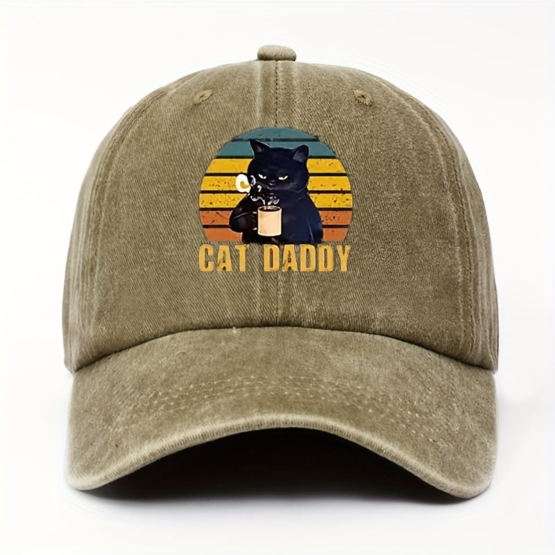 COFFE CAT DADDY Rainbow Pattern Print Adjustable Washed Men'S Baseball Cap Outdoor Fishing Dad Hat