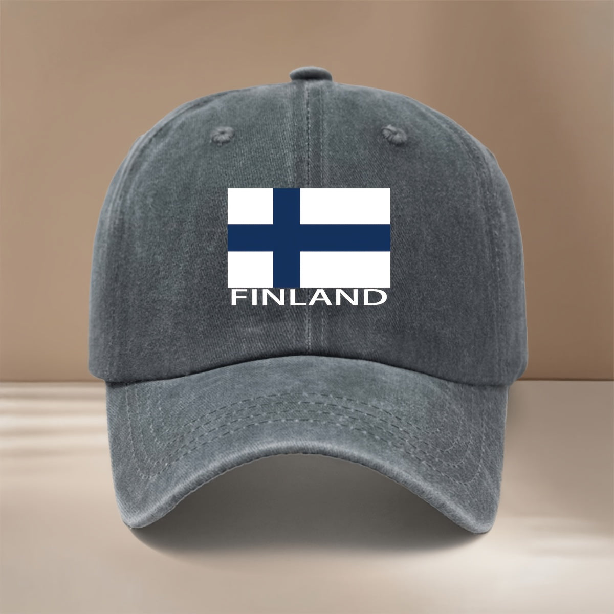 FINLAND Text Flag Print Pattern Baseball Cap, Relaxed Fit Duckbill Cap, Lightweight Textured Casual Hat, Simple and Stylish Hip-Hop Hat, Unisex Six-Panel Cap, for Vacation, Travel, Dinner Parties, Camping, Pair with Curved Brim Hat, Suitable for All