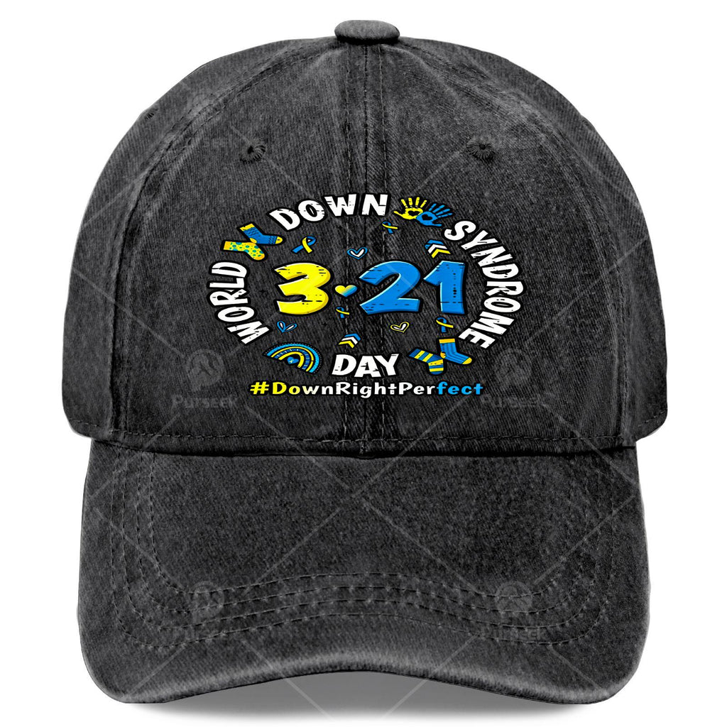 World Down Syndrome Day 3/21 Awareness Cap - Down Syndrome Ribbon, Unisex Adjustable Baseball Hat with Rainbow Print, Machine Washable for Awareness Month & Year-Round Advocacy Gifts Suitable for Men and Women