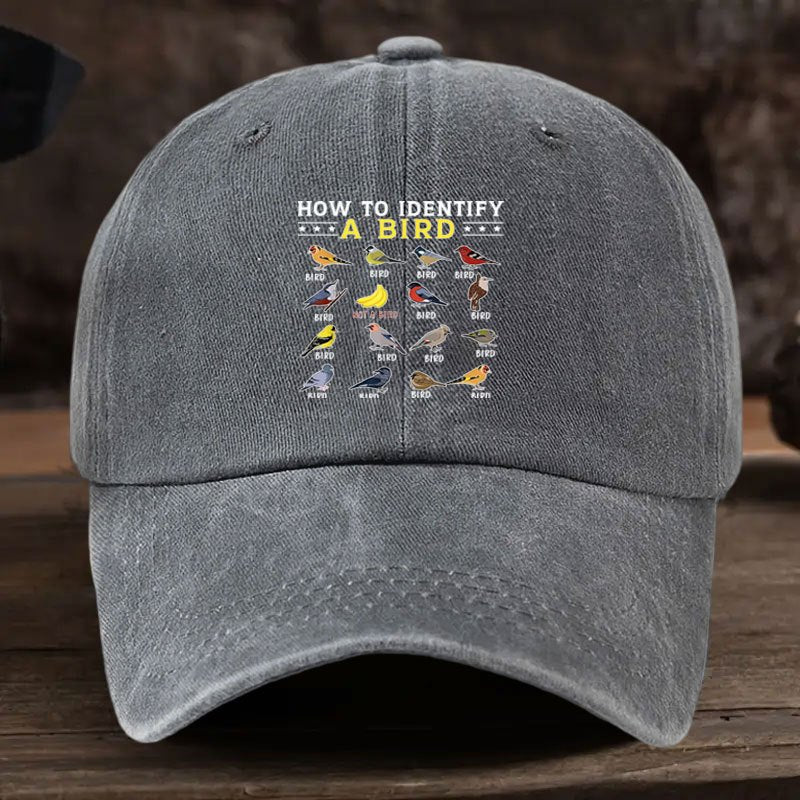 Vintage Washed Distressed Baseball Cap with Bird Print & Curved Brim - Suitable for Outdoor Activities, Fishing, Camping, Casual Wear, Suitable for Park Strolls, Curved Visor Hat for and Daily Use