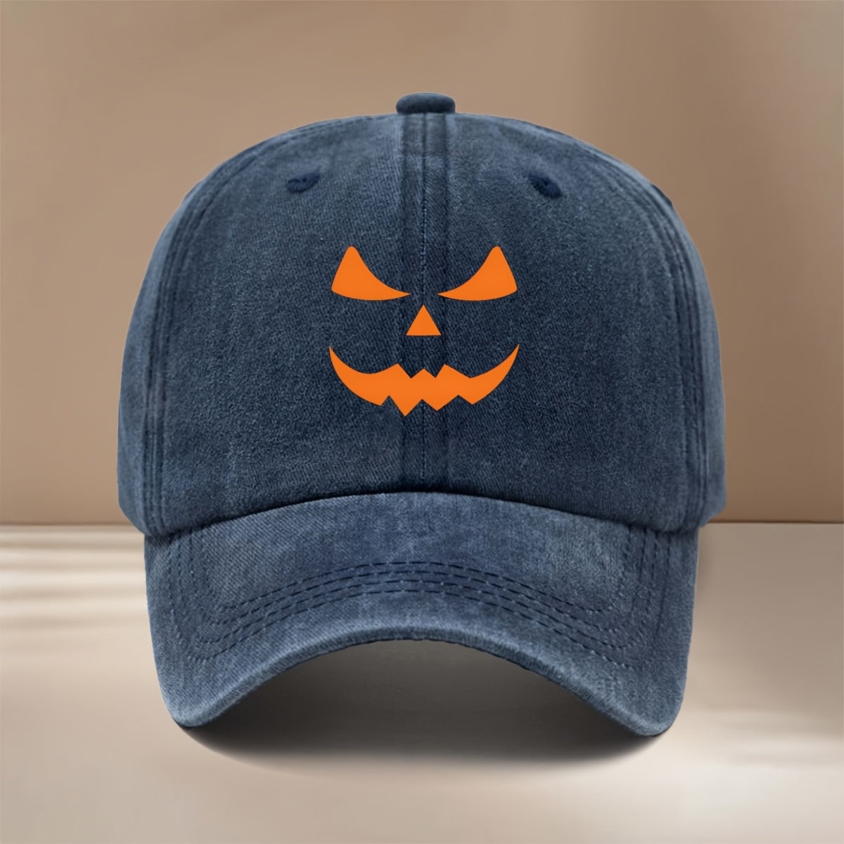 Pumpkin Joyful Face Pattern Baseball Cap, Adjustable Size, Fashionable Hip-Hop Hat for Men and Women, Curved Brim Hat for Parties, Dinners, and Camping, Comfortable and Lightweight Duckbill Cap, Highly Versatile Six-Panel Hat, Simple with Textured