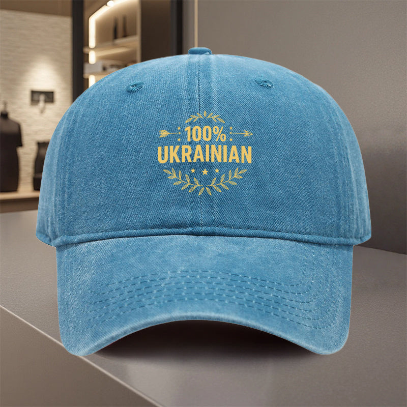 1pc, Adjustable Baseball Cap with "100% Ukrainian" Design, Polyester Fiber Lightweight Printed Craft, Suitable for Outdoor Sports And Camping Enthusiasts, Trendy Couple Hat, Golf Cap, Trucker Cap, Fashionable Baseball Cap