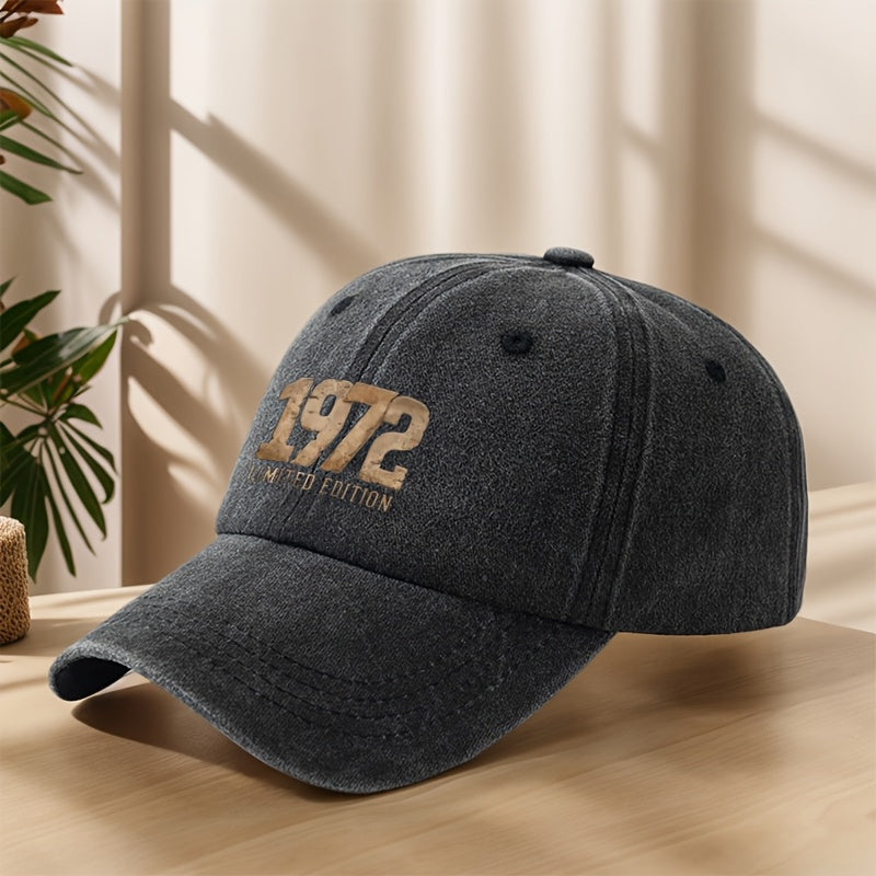 1972 Vintage Washed Duckbill Baseball Cap - Distressed Retro Print Suitable for Outdoor, Casual, Streetwear & Hip-Hop Hat, Lightweight Breathable Sweat-Absorbent Cap for Sports, Camping, Vacation,