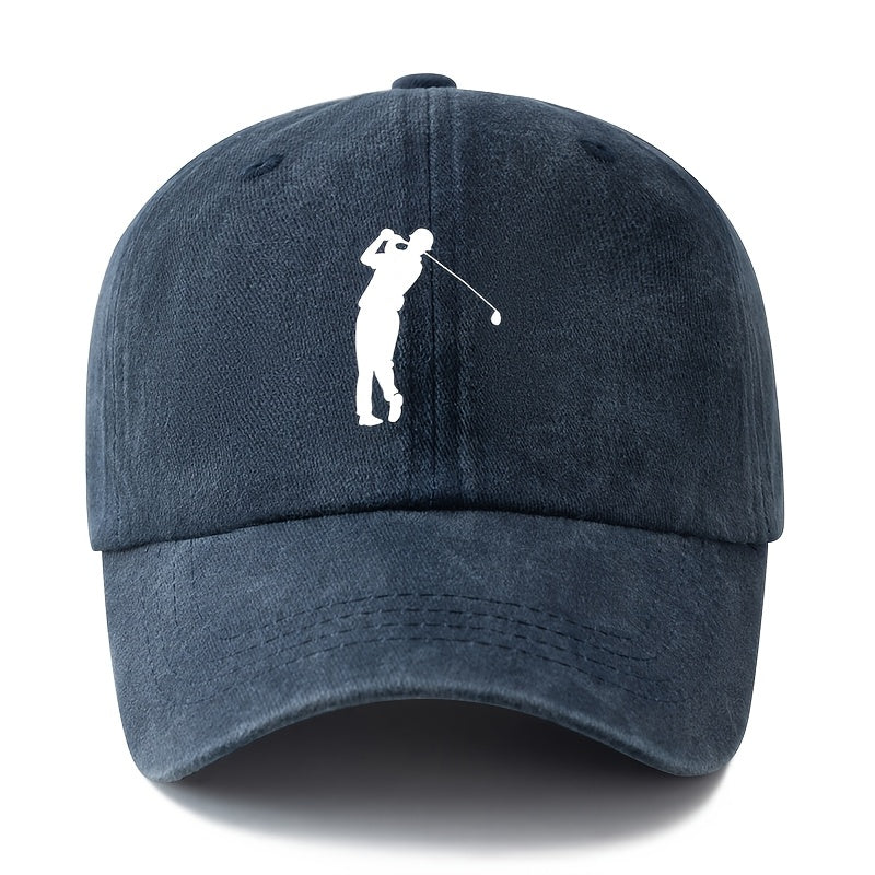 A Unisex Fashionable and Versatile Printed Golf Swing Baseball Cap, Classic Vintage Washed Outdoor Lightweight Curved-brim Hat, Trucker Baseball Cap, Suitable for Outdoor Vacations, Travel, Camping, and Other Casual Occasions, Holiday Party Hip-hop