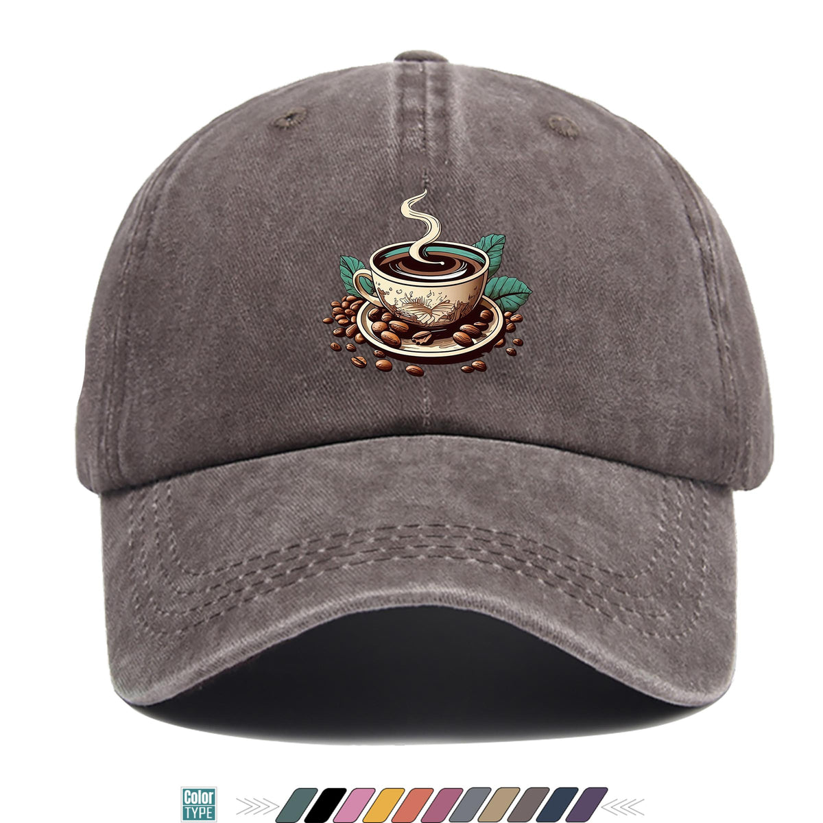 1pc 1pcs Vintage American Trucker Hat - Adjustable Soft Top Dad Cap with Coffee Print, Breathable Suitable for Outdoor Sports, Cycling,, Fishing, for Men & Women, Unisex for Youth, Skateboarding, Parties, Festivals, Gift