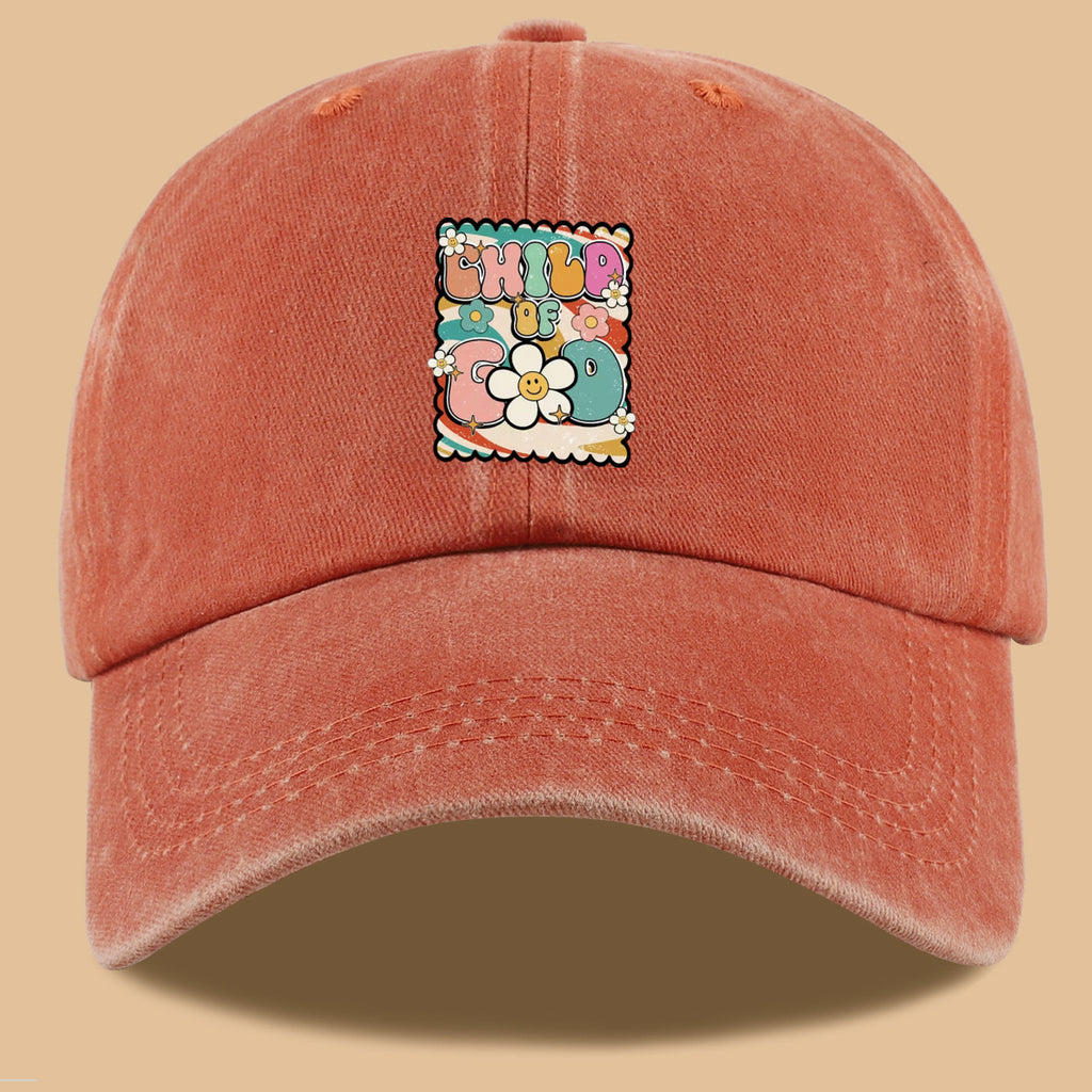 1pc "CHILD OF GOD" Vintage Fun Floral Print Baseball Cap, Comfortable and Breathable Sun Hat, Stylish, Colorful, and Beautiful, Unisex Adjustable Baseball Cap, Casual Street Fashion Hat, Outdoor Sun Hat for Sunbathing, Suitable for Daily Outings