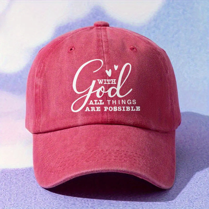 Y2g Retro Unisex Adjustable Baseball Cap with "Everything Is Possible" Print - Breathable Buckle Closure, Y2gVintage, Machine Washable Suitable for Men & Women, Casual & Sportswear Accessory