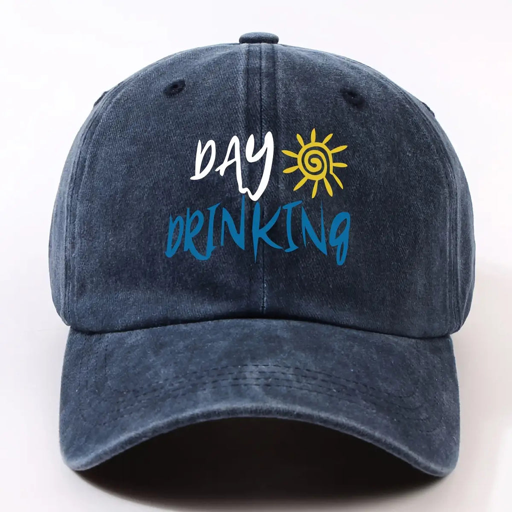Retro Worn-Out Baseball Cap Featuring a "Daily Drink" Sun Design - Adjustable, Lightweight, Unisex Outdoor Hat Ideal for Biking, Everyday Use, And Festive Gatherings - Available in Various Colors (Black, Dark Gray, Pink, Military Green, Etc.)