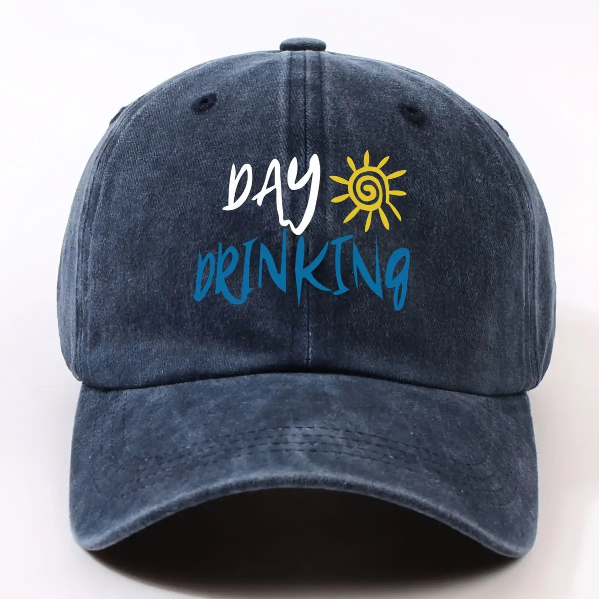 Retro Worn-Out Baseball Cap Featuring a "Daily Drink" Sun Design - Adjustable, Lightweight, Unisex Outdoor Hat Ideal for Biking, Everyday Use, And Festive Gatherings - Available in Various Colors (Black, Dark Gray, Pink, Military Green, Etc.)