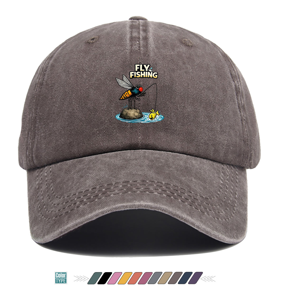 1pc Fun Insect Fishing Print Baseball Cap, Trendy Cartoon Pattern, Comfortable and Breathable Sun Hat, Stylish and  Unisex Design, Adjustable Size, Casual Streetwear Hat, Outdoor Fishing Hat, Travel and Vacation Hat, Versatile for Daily Outings