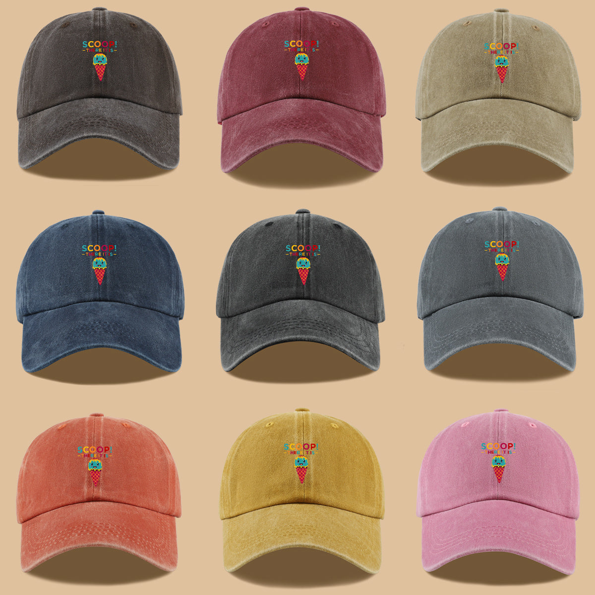 1pc 1pcs Fun Ice Cream Print Baseball Cap with Scoop! There It Is! - Adjustable Unisex Breathable Sun Hat Suitable for &, Summer Outdoor Parties, Picnic, Travel, Casual Wear - Cute, Amusement Parks